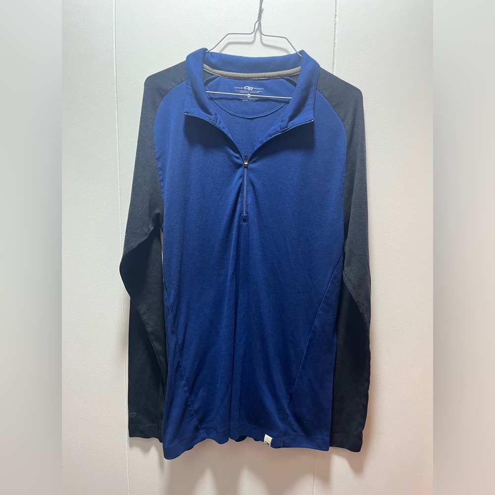 Outdoor Research Shirt Mens Size Large Blue Lightweight Quarter Zip Pullover‎